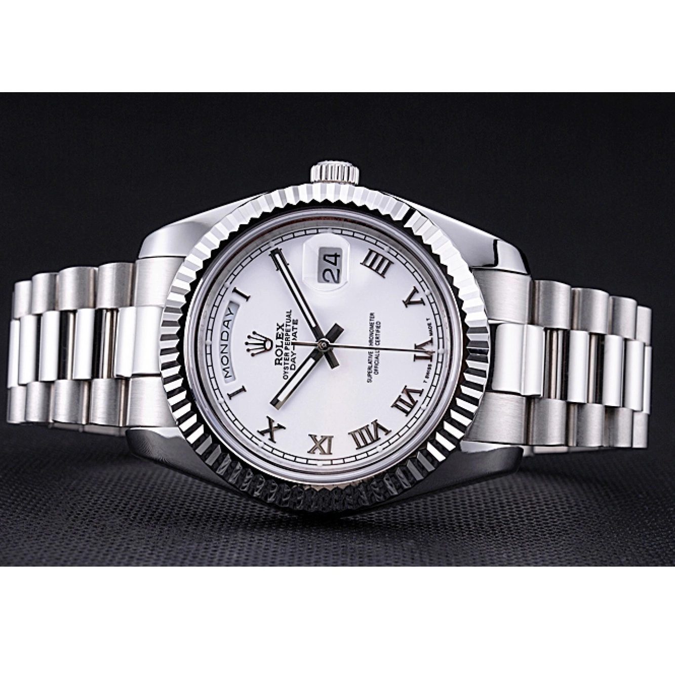 AAA Replica Watches 622547 Rolex Dial Steel Bracelet White Stainless Day-Date 0615